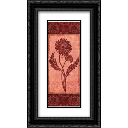 Daisy Silhouette 2x Matted 14x24 Black Ornate Framed Art Print by Corbin, Delphine
