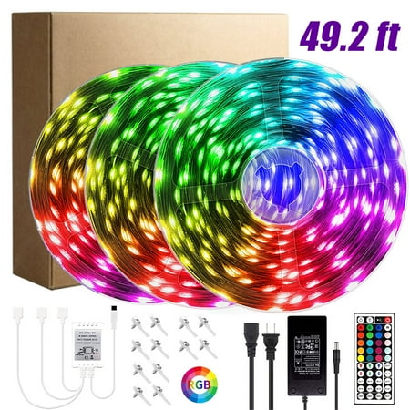 AlexTong Led Strip Lights Kit 50ft(15M) RGB Flexible LED Tape Lights IP65-Waterproof with DC24V Power Supply 44Key IR Remote Controller for Under Cabinet Lighting Bedroom Living Room
AlexTong Led Strip Lights Kit 50ft(15M) RGB Flexible LED Tape Lights IP65-Waterproof with DC24V Power Supply 44Key IR Remote Controller for Under Cabinet Lighting Bedroom Living Room