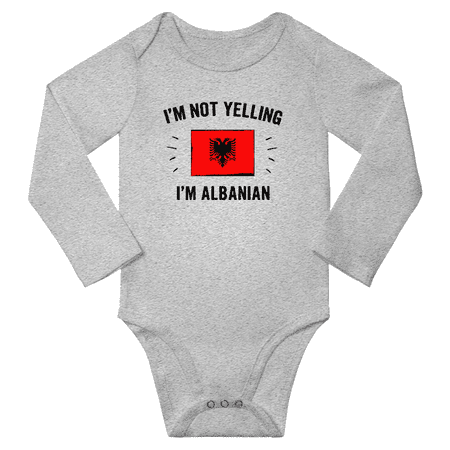 I m Not Yelling I m Albanian! Baby Long Sleeve Bodysuit Unisex Gifts (Gray 18 Months)
I m Not Yelling I m Albanian! Baby Long Sleeve Bodysuit Unisex Gifts (Gray 18 Months)