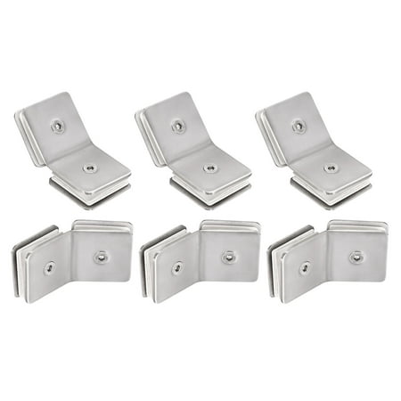 

Stainless Steel Square Glass Clamp 6 Pack Adjustable 8-12mm Thickness 135 Degree Double Side Glass Bracket Clip