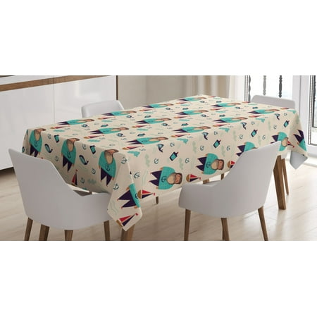 Sailboat Tablecloth Potbelly Chubby Sailor with Striped Clothes and Blue Whales Hand Drawn Design Rectangular Table Cover for Dining Room Kitchen 60 X 84 Inches Multicolor by Ambesonne
Sailboat Tablecloth Potbelly Chubby Sailor with Striped Clothes and Blue Whales Hand Drawn Design Rectangular Table Cover for Dining Room Kitchen 60 X 84 Inches Multicolor by Ambesonne
