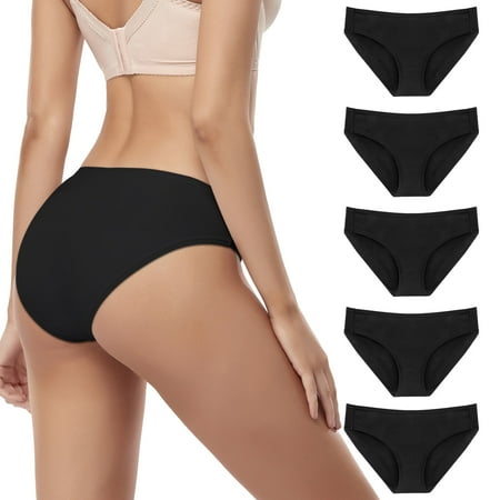 5 Pack Womens Underwear Hipster Cotton Underwear for Women Low Briefs Bikini Panties Black 
5 Pack Womens Underwear Hipster Cotton Underwear for Women Low Briefs Bikini Panties Black