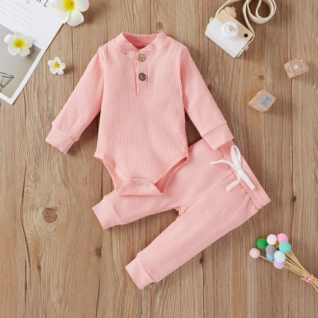 Yubatuo Infant Newborn Baby Girls Boys Ribbed Solid Bodysuits+Elastic Pants Outfits Set Pink 90
Yubatuo Infant Newborn Baby Girls Boys Ribbed Solid Bodysuits+Elastic Pants Outfits Set Pink 90