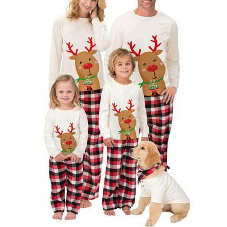 

AMILIEe Family Matching Christmas Pajamas Set Long Sleeve Xmas Nightwear Sleepsuit Loungewear