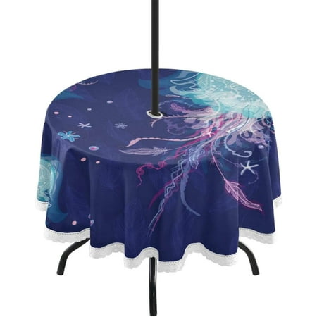 Hyjoy Jellyfish Round Tablecloth 60 Outdoor Table Covers with Umbrella Hole and Zipper for Kitchen Dining Picnic Party Home Decor
Hyjoy Jellyfish Round Tablecloth 60 Outdoor Table Covers with Umbrella Hole and Zipper for Kitchen Dining Picnic Party Home Decor