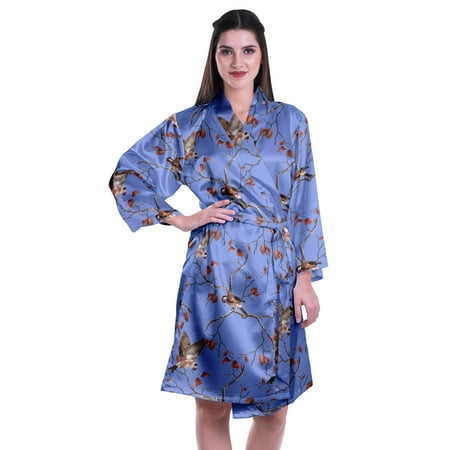 Moomaya Printed Womens Kimono Robes Short Satin Silk Bridal Robe Loungewear
