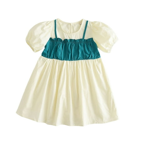 LOEL Toddler Little Girls Party Summer Bubble Sleeve Cute Dress Color Patchwork Block Dress Casual Dress
LOEL Toddler Little Girls Party Summer Bubble Sleeve Cute Dress Color Patchwork Block Dress Casual Dress