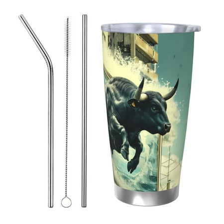 Uemuo Bull Charging Through Waves Print Travel Coffee Mug 20oz Double-walled Car Cup Stainless Steel Insulated Tumbler Leak-proof Travel Cup Reusable Straw Car Cup-Straw Three-piece Set
Uemuo Bull Charging Through Waves Print Travel Coffee Mug 20oz Double-walled Car Cup Stainless Steel Insulated Tumbler Leak-proof Travel Cup Reusable Straw Car Cup-Straw Three-piece Set