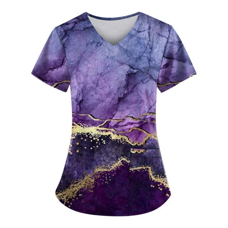 Sksloeg Scrub Tops Women stretchy Breathable Marble Patterned Short Sleeve V-Neck Shirts Tee Tops With Pockets Light Purple XXXL
Sksloeg Scrub Tops Women stretchy Breathable Marble Patterned Short Sleeve V-Neck Shirts Tee Tops With Pockets Light Purple XXXL