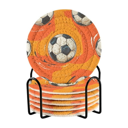 6-Piece Premium Drink Coaster Set with Holder – Absorbent Cotton Woven Coasters for All Beverages Minimalist Home Decor & Table Protection. Football on Orange
6-Piece Premium Drink Coaster Set with Holder – Absorbent Cotton Woven Coasters for All Beverages Minimalist Home Decor & Table Protection. Football on Orange