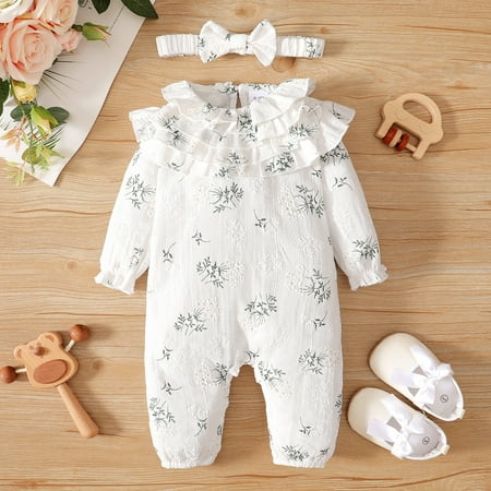 PatPat Newborn Baby Cotton Coverall Floral Long Sleeve Casual Soft Jumpsuit with Headband Set Flare Collar Onsise 0-18Month
PatPat Newborn Baby Cotton Coverall Floral Long Sleeve Casual Soft Jumpsuit with Headband Set Flare Collar Onsise 0-18Month