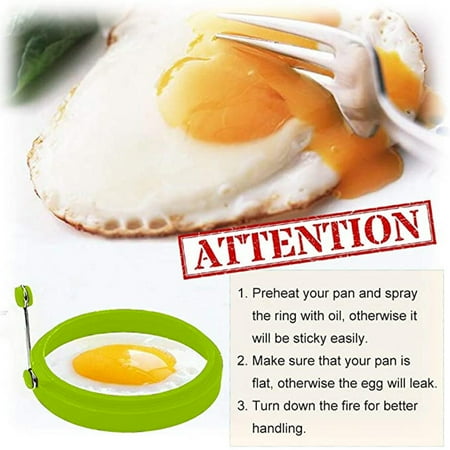 Mittory 2PCS Silicone Omelette Rings Shapes Kitchen Cookers Tool Moulds Fryer