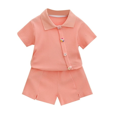 B91xZ Girls Outfit Sets Summer New Knitted Lapel Short Sleeved Top + Solid Color Shorts Fashion Girl Suit Girls Outfits Pink Sizes 2-3 Years
B91xZ Girls Outfit Sets Summer New Knitted Lapel Short Sleeved Top + Solid Color Shorts Fashion Girl Suit Girls Outfits Pink Sizes 2-3 Years