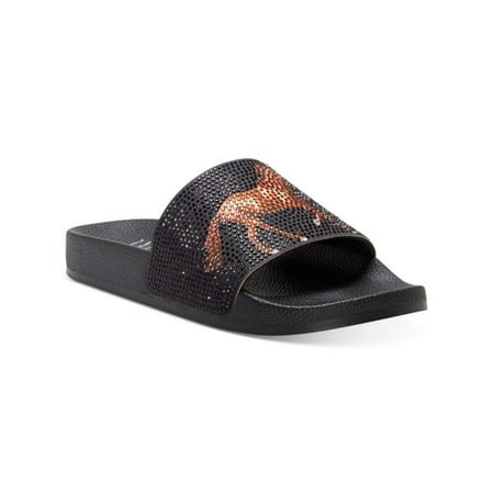 INC Womens Black Pool Rhinestone Peymin Round Toe Slip On Slide Sandals 9 M