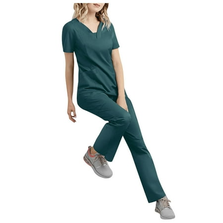 Xutthjh Ladies Scrubs Top V-Neck Solid Color Short Sleeve Pocket Working Uniform Top Nurses Clothing Suit And Set
Xutthjh Ladies Scrubs Top V-Neck Solid Color Short Sleeve Pocket Working Uniform Top Nurses Clothing Suit And Set