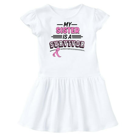 Inktastic My Sister is a Survivor Breast Cancer Awareness Gift Toddler Girl Dress
