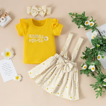 Infant Baby Girl Outfits Mama s mini Letter Print Tops + Daisy Floral Suspender Skirts + Headband Girls Summer Clothes12-18 Months
Infant Baby Girl Outfits Mama s mini Letter Print Tops + Daisy Floral Suspender Skirts + Headband Girls Summer Clothes12-18 Months