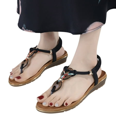 ZIZOCWA Bohemian Style Women Sandals Fashion Summer Flip Flops Elastic Band Slip On Sandals Comfortable Non Slip Womens Beach Shoes Black Size8
ZIZOCWA Bohemian Style Women Sandals Fashion Summer Flip Flops Elastic Band Slip On Sandals Comfortable Non Slip Womens Beach Shoes Black Size8