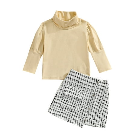 Canrulo Kids Baby Girls 2Pcs Clothes Sets Long Sleeve High Neck Tops Plaid Mini Skirt Outfits Apricot White 6-12 Months
Canrulo Kids Baby Girls 2Pcs Clothes Sets Long Sleeve High Neck Tops Plaid Mini Skirt Outfits Apricot White 6-12 Months