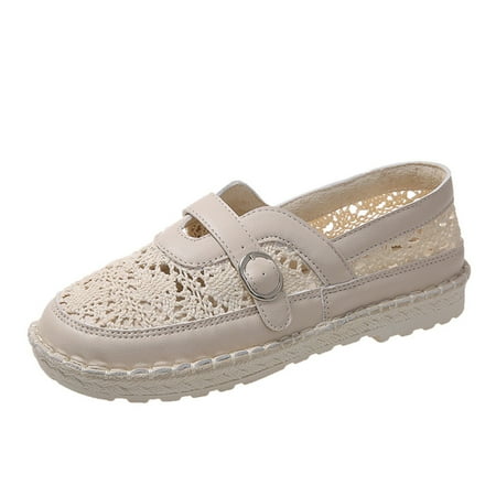 nsendm Casual Summer Shoes for Women Fashion Summer Women Casual Shoes Fisherman Shoes Flat Flat Wedge Womens Sandals Beige 6.5