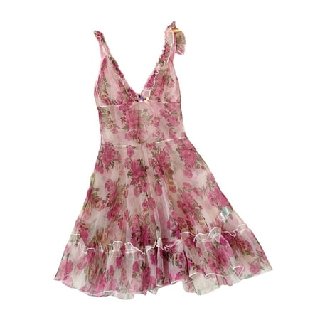 Womens Loose Sheer Dress Summer Floral Deep V Neckline Nightwear Pleated Edge Sling Sleeping Dress
Womens Loose Sheer Dress Summer Floral Deep V Neckline Nightwear Pleated Edge Sling Sleeping Dress