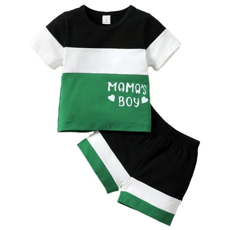 Kucnuzki 3 Months Baby Boy Summer Outfits Shorts Sets 6 Months Short Sleeve Contrast Color MAMA S BOY Letter Prints Tops Elastic Cozy Shorts 2PCS Set Green
Kucnuzki 3 Months Baby Boy Summer Outfits Shorts Sets 6 Months Short Sleeve Contrast Color MAMA S BOY Letter Prints Tops Elastic Cozy Shorts 2PCS Set Green