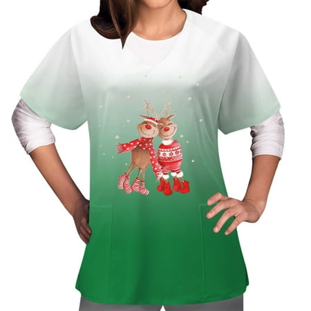 XFLWAM Women s Christmas Scrub Tops Plus Size V-Neck Cute Reindeer Santa Claus Print T Shirts Workwear Nurse Uniform Tee with Pockets Green-2 S
XFLWAM Women s Christmas Scrub Tops Plus Size V-Neck Cute Reindeer Santa Claus Print T Shirts Workwear Nurse Uniform Tee with Pockets Green-2 S