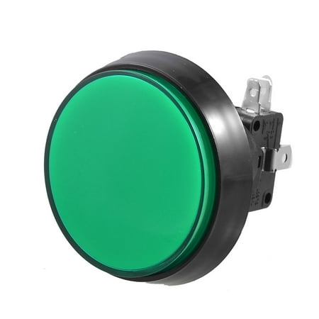 Arcade Game AC 250V 15A 52mm Dia Green Light Push Button + 1NC 1NO Micro Switch