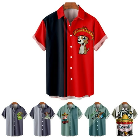 LANLIN Men Dad Collared Polo Shirts Funny Relaxed-Fit Tops Up to 8XL
