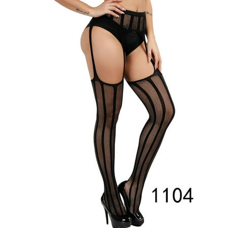 Women Black Stockings High Fishnet Socks Lingerie Erotic Sexy Print Pantyhose