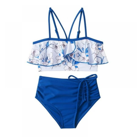 Girl s Swimsuit Drawstring Two Piece Bathing Suits Printed Bikini Kids Hawaii Swimwear 4-14 Years
Girl s Swimsuit Drawstring Two Piece Bathing Suits Printed Bikini Kids Hawaii Swimwear 4-14 Years