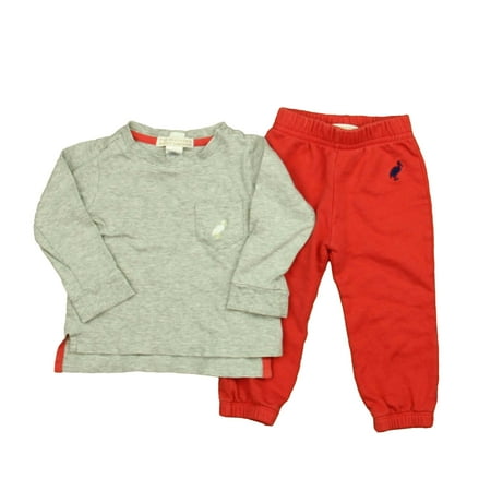 Pre-owned Beaufort Bonnet Co Boys Gray | Red Apparel Sets size: 6-12 Months