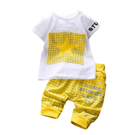 EHTMSAK Infant Baby Toddler Children Girl Boy 2PCS Outfits T Shirts and Pants Set Clothing Set Summer Letter Print Short Sleeve Yellow 6M-2Y M
EHTMSAK Infant Baby Toddler Children Girl Boy 2PCS Outfits T Shirts and Pants Set Clothing Set Summer Letter Print Short Sleeve Yellow 6M-2Y M