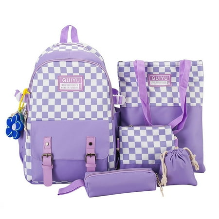 School Bags Set | 5pcs Plaided Kawaii Backpacks Kit | Aesthetic School Bags with Pendant Lunch Bag Pencil Case Handbag for Girls
School Bags Set | 5pcs Plaided Kawaii Backpacks Kit | Aesthetic School Bags with Pendant Lunch Bag Pencil Case Handbag for Girls