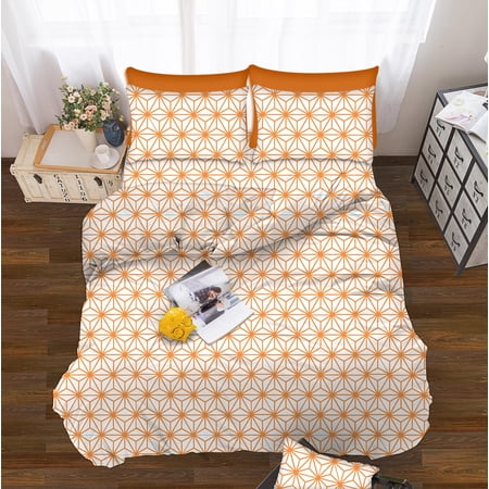 Cube Design Bed Sheet Set 1500 TC Wrinkle Free 4-PC Sheet set , Full Orange