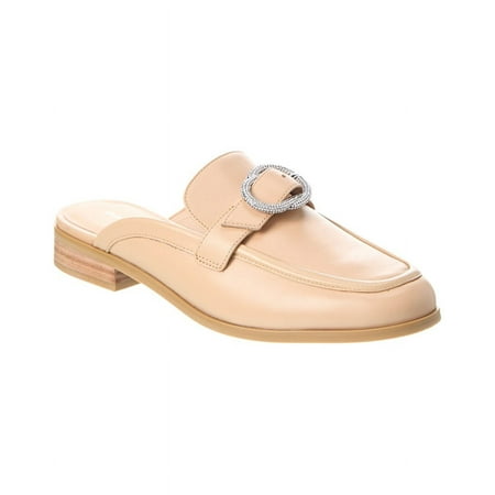 Stuart Weitzman Crystal Buckle Leather Mule 7 Beige