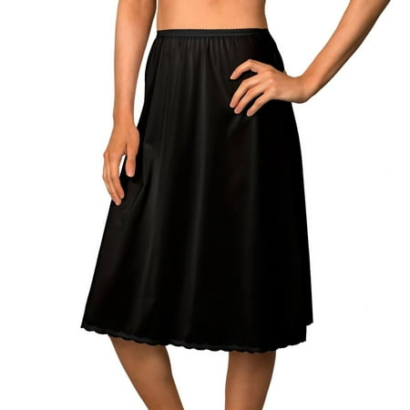 Women s Shadowline 4711625 25 Inch Flare Daywear Half Slip (Black 1X)