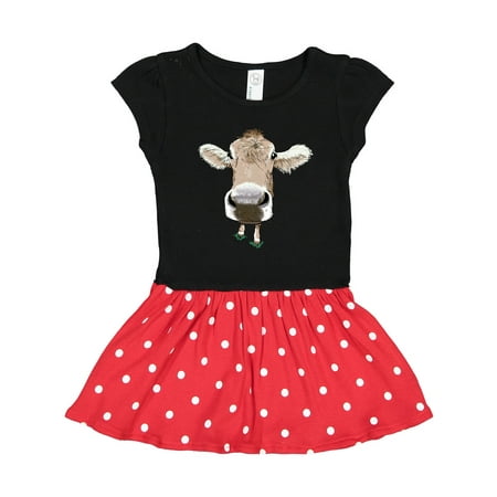 Inktastic Funny Cow Close Up Gift Toddler Girl Dress