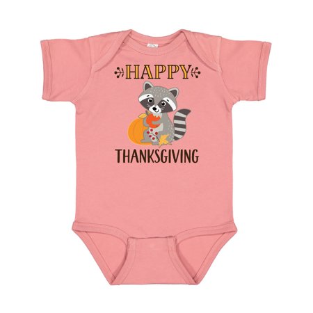 Inktastic Happy Thanksgiving Holiday Raccoon Gift Baby Boy or Baby Girl Bodysuit