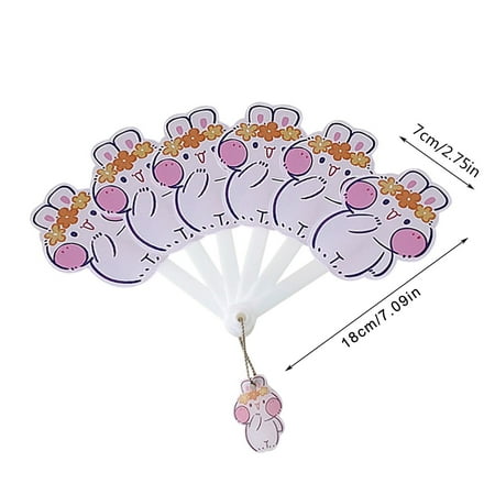 Fans Paper Hand Held Six Fold Fan Cute Portable PP Folding Fan Cartoon Hand Fan Cool Fan
