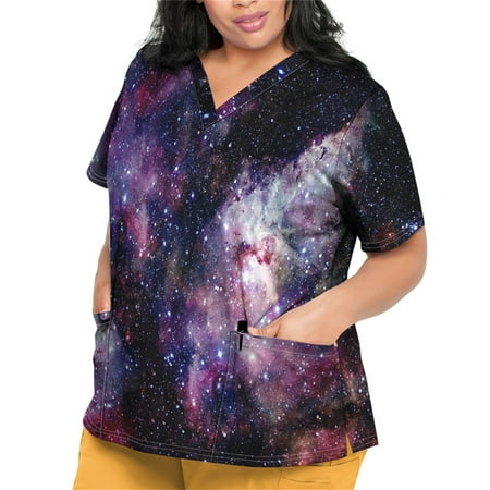 Sksloeg Women Scrubs Tops Starry Printed Tops Nursing Working Uniform Short Sleeve V-Neck T-Shirts with Pockets Purple S
Sksloeg Women Scrubs Tops Starry Printed Tops Nursing Working Uniform Short Sleeve V-Neck T-Shirts with Pockets Purple S