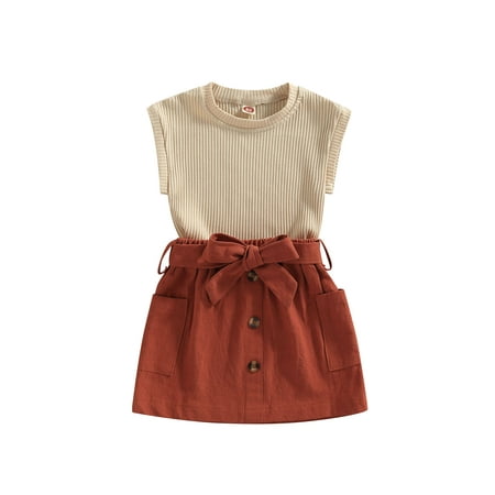 Calsunbaby Toddler Kids Girl Streetwear Set Solid Color Round Neck Sleeveless Ribbed Tops Skirt with Belt
Calsunbaby Toddler Kids Girl Streetwear Set Solid Color Round Neck Sleeveless Ribbed Tops Skirt with Belt