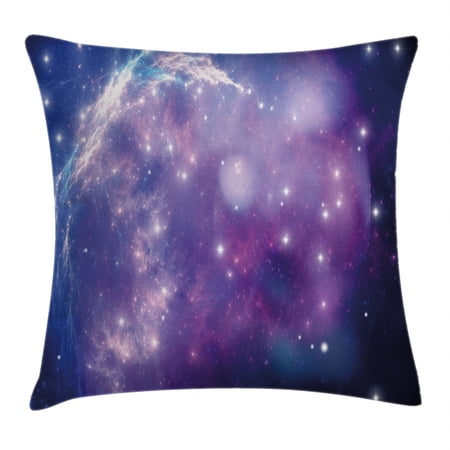 Constellation Throw Pillow Cushion Cover, Purple Nebula Mysterious Cluster Explosion Motion Smoky Dreamy, Decorative Square Accent Pillow Case, 16 X 16 Inches, Purple Aqua Dark Blue, by Ambesonne
