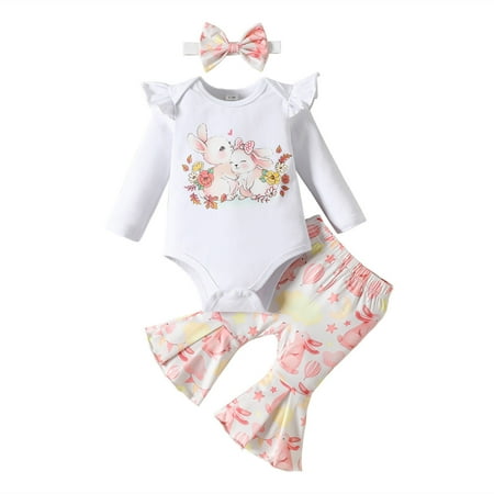 Girls Long Sleeve Easter Rabbit Prints Romper Bodysuit Bell Bottoms Pants Outfits 0 Months-3 Months
Girls Long Sleeve Easter Rabbit Prints Romper Bodysuit Bell Bottoms Pants Outfits 0 Months-3 Months
