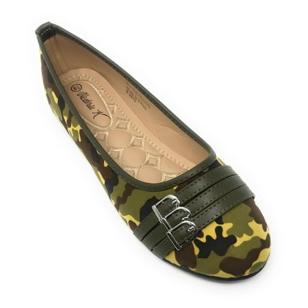Victoria K Women s Camouflage Print Three Belt Straps With Buckles Ballerina Flats
Victoria K Women s Camouflage Print Three Belt Straps With Buckles Ballerina Flats