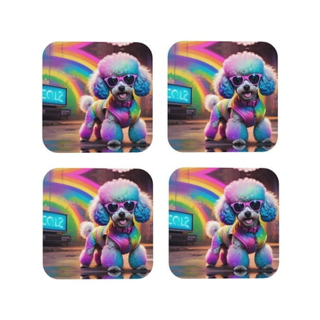 Drink Coasters Set of 4 Rainbow Poodle Urban Street Leather Coasters for Coffee Table Protector Heat Resistant Cute Coasters for Home Decor Housewarming Gifts Bar Kitchen 4 Inch Square
Drink Coasters Set of 4 Rainbow Poodle Urban Street Leather Coasters for Coffee Table Protector Heat Resistant Cute Coasters for Home Decor Housewarming Gifts Bar Kitchen 4 Inch Square