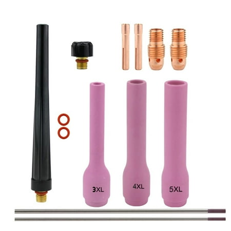 Consumables Kit for 9-20-25 Series TIG Torches with Standard Set-Up - X-Long Nozzle - Sizes: 0.040 and 1/16 with Tungstens (Model: AK-1-STDXL-T)
Consumables Kit for 9-20-25 Series TIG Torches with Standard Set-Up - X-Long Nozzle - Sizes: 0.040 and 1/16 with Tungstens (Model: AK-1-STDXL-T)