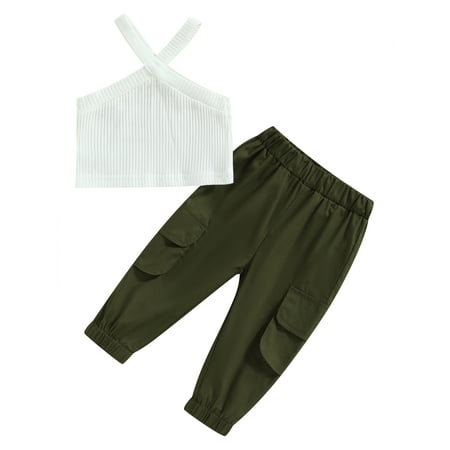 TFFR Toddler Girl Solid Color Ribbed Sleeveless Vest +Cargo Pants 2Pcs Clothing Set 1-6 Years
TFFR Toddler Girl Solid Color Ribbed Sleeveless Vest +Cargo Pants 2Pcs Clothing Set 1-6 Years