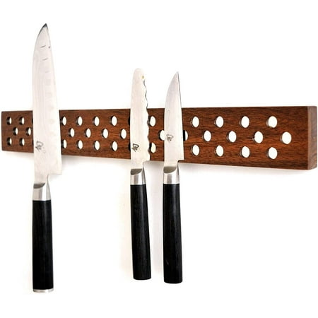 Magnetic Wooden Knife Bar Holder Strip Cherry or Walnut 12 16 20 or 24 Inch (16 Inch Walnut)