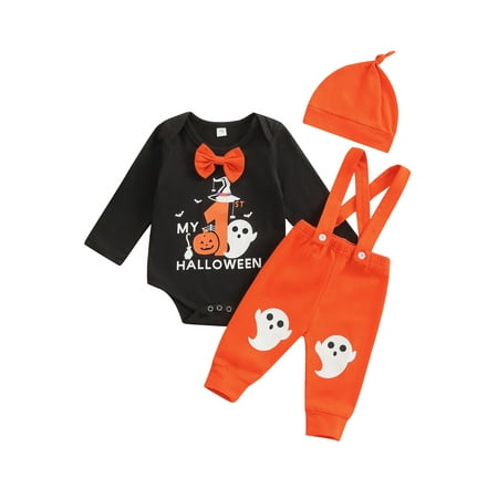 Bagilaanoe 3pcs Newborn Baby Boys Overall Pants Set Letter Print Long Sleeve Romper Tops + Ghost Print Suspender Trousers + Hat 3M 6M 12M 18M Infant Casual Halloween Outfits
Bagilaanoe 3pcs Newborn Baby Boys Overall Pants Set Letter Print Long Sleeve Romper Tops + Ghost Print Suspender Trousers + Hat 3M 6M 12M 18M Infant Casual Halloween Outfits